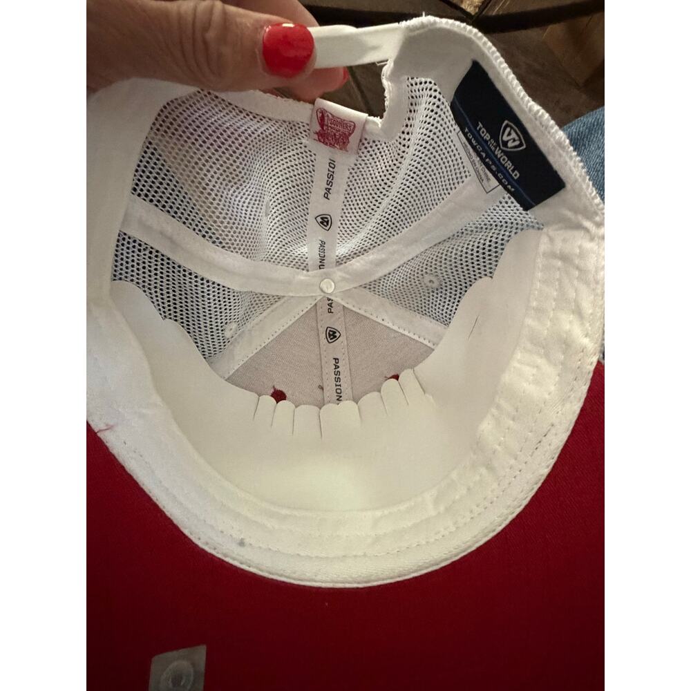 Top Of The World Snapback Hat Crimson/White Oklahoma Sooners Trucker - Picture 9 of 9
